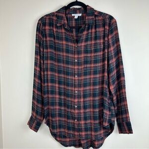 Beachlunchlounge Chocolate brown gingham button down shirt women’s medium